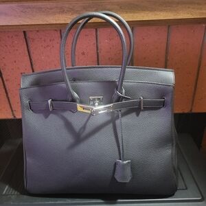 Elegant Black Leather Bag (Size 35)